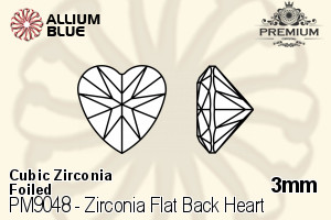 PREMIUM Zirconia Flat Back Heart (PM9048) 3mm - Cubic Zirconia With Foiling