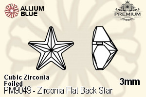 PREMIUM Zirconia Flat Back Star (PM9049) 3mm - Cubic Zirconia With Foiling