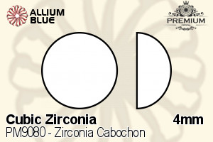 プレミアム Zirconia カボション (PM9080) 4mm - キュービックジルコニア