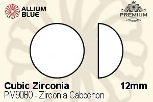 PREMIUM Zirconia Cabochon (PM9080) 12mm - Cubic Zirconia