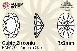 PREMIUM CRYSTAL Zirconia Oval 3x2mm Zirconia Blue Topaz