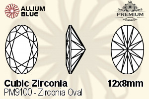 PREMIUM CRYSTAL Zirconia Oval 12x8mm Zirconia White