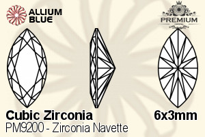 PREMIUM CRYSTAL Zirconia Navette 6x3mm Zirconia Violet