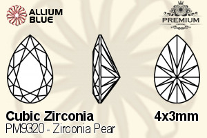 PREMIUM CRYSTAL Zirconia Pear 4x3mm Zirconia Blue Topaz