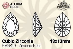 PREMIUM CRYSTAL Zirconia Pear 18x13mm Zirconia White
