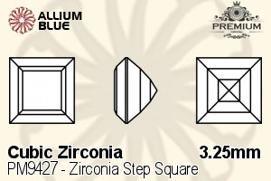 プレミアム Zirconia Step Square (PM9427) 3.25mm - キュービックジルコニア