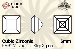 PREMIUM CRYSTAL Zirconia Step Square 6mm Zirconia White