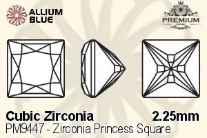 PREMIUM Zirconia Princess Square (PM9447) 2.25mm - Cubic Zirconia