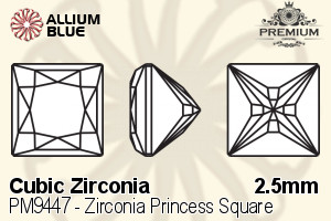 PREMIUM CRYSTAL Zirconia Princess Square 2.5mm Zirconia Orange