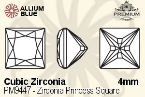プレミアム Zirconia Princess Square (PM9447) 4mm - キュービックジルコニア