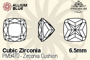 PREMIUM CRYSTAL Zirconia Cushion 6.5mm Zirconia White