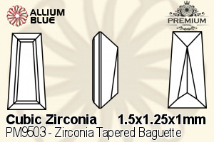 プレミアム Zirconia Tapered Baguette (PM9503) 1.5x1.25x1mm - キュービックジルコニア