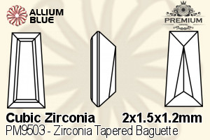 PREMIUM CRYSTAL Zirconia Tapered Baguette 2x1.5x1.2mm Zirconia White