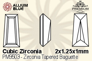 PREMIUM Zirconia Tapered Baguette (PM9503) 2x1.25x1mm - Cubic Zirconia