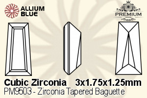 PREMIUM Zirconia Tapered Baguette (PM9503) 3x1.75x1.25mm - Cubic Zirconia