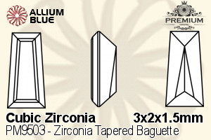 プレミアム Zirconia Tapered Baguette (PM9503) 3x2x1.5mm - キュービックジルコニア