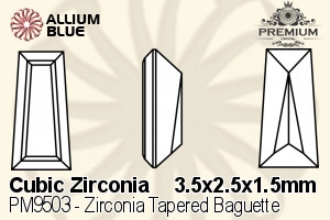 プレミアム Zirconia Tapered Baguette (PM9503) 3.5x2.5x1.5mm - キュービックジルコニア