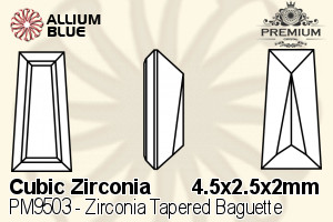 PREMIUM Zirconia Tapered Baguette (PM9503) 4.5x2.5x2mm - Cubic Zirconia