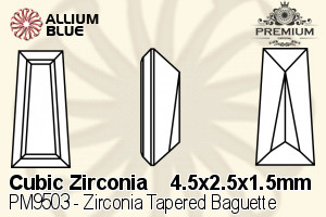 PREMIUM Zirconia Tapered Baguette (PM9503) 4.5x2.5x1.5mm - Cubic Zirconia