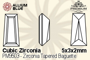 PREMIUM Zirconia Tapered Baguette (PM9503) 5x3x2mm - Cubic Zirconia - Click Image to Close