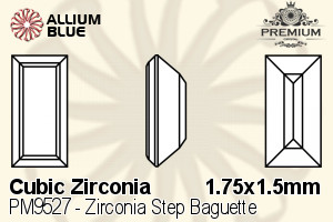 プレミアム Zirconia Step Baguette (PM9527) 1.75x1.5mm - キュービックジルコニア