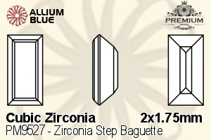 プレミアム Zirconia Step Baguette (PM9527) 2x1.75mm - キュービックジルコニア