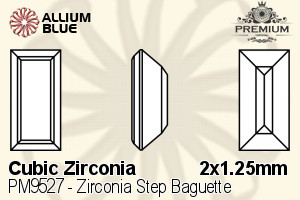 プレミアム Zirconia Step Baguette (PM9527) 2x1.25mm - キュービックジルコニア