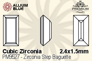 PREMIUM CRYSTAL Zirconia Step Baguette 2.4x1.5mm Zirconia White