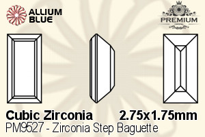 PREMIUM CRYSTAL Zirconia Step Baguette 2.75x1.75mm Zirconia White