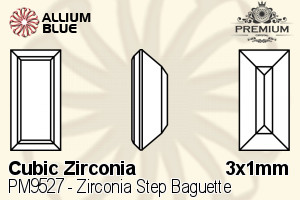 PREMIUM CRYSTAL Zirconia Step Baguette 3x1mm Zirconia White