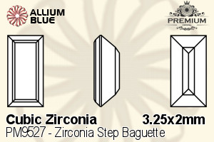 PREMIUM CRYSTAL Zirconia Step Baguette 3.25x2mm Zirconia White