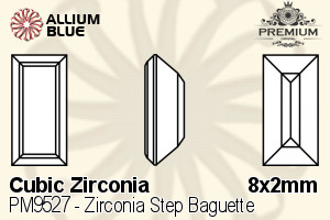 プレミアム Zirconia Step Baguette (PM9527) 8x2mm - キュービックジルコニア