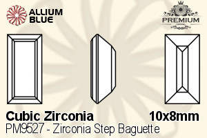 PREMIUM CRYSTAL Zirconia Step Baguette 10x8mm Zirconia White