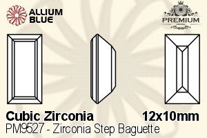 PREMIUM CRYSTAL Zirconia Step Baguette 12x10mm Zirconia White