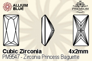 PREMIUM CRYSTAL Zirconia Princess Baguette 4x2mm Zirconia Orange