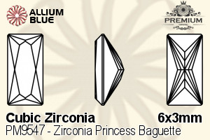 PREMIUM CRYSTAL Zirconia Princess Baguette 6x3mm Zirconia Champagne