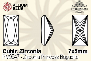 PREMIUM CRYSTAL Zirconia Princess Baguette 7x5mm Zirconia Blue Sapphire