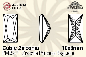 PREMIUM CRYSTAL Zirconia Princess Baguette 10x8mm Zirconia Tanzanite