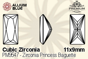PREMIUM CRYSTAL Zirconia Princess Baguette 11x9mm Zirconia Tanzanite