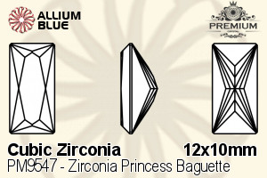 PREMIUM CRYSTAL Zirconia Princess Baguette 12x10mm Zirconia Blue Sapphire