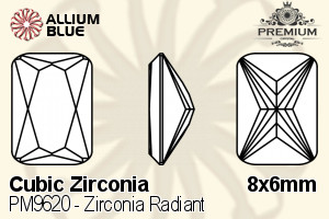 PREMIUM CRYSTAL Zirconia Radiant 8x6mm Zirconia Blue Sapphire