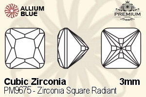 PREMIUM CRYSTAL Zirconia Square Radiant 3mm Zirconia Blue Topaz
