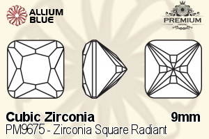 PREMIUM Zirconia Square Radiant (PM9675) 9mm - Cubic Zirconia