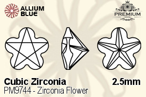 プレミアム Zirconia Flower (PM9744) 2.5mm - キュービックジルコニア