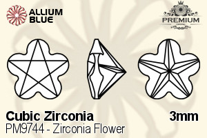プレミアム Zirconia Flower (PM9744) 3mm - キュービックジルコニア