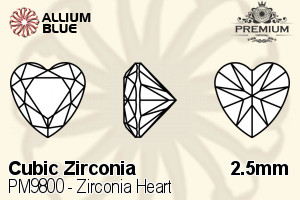 PREMIUM CRYSTAL Zirconia Heart 2.5mm Zirconia Black
