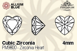 PREMIUM CRYSTAL Zirconia Heart 4mm Zirconia Blue Sapphire
