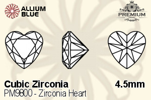 プレミアム Zirconia Heart (PM9800) 4.5mm - キュービックジルコニア
