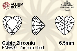 PREMIUM CRYSTAL Zirconia Heart 6.5mm Zirconia Black