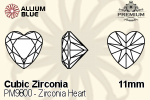 PREMIUM CRYSTAL Zirconia Heart 11mm Zirconia Golden Yellow